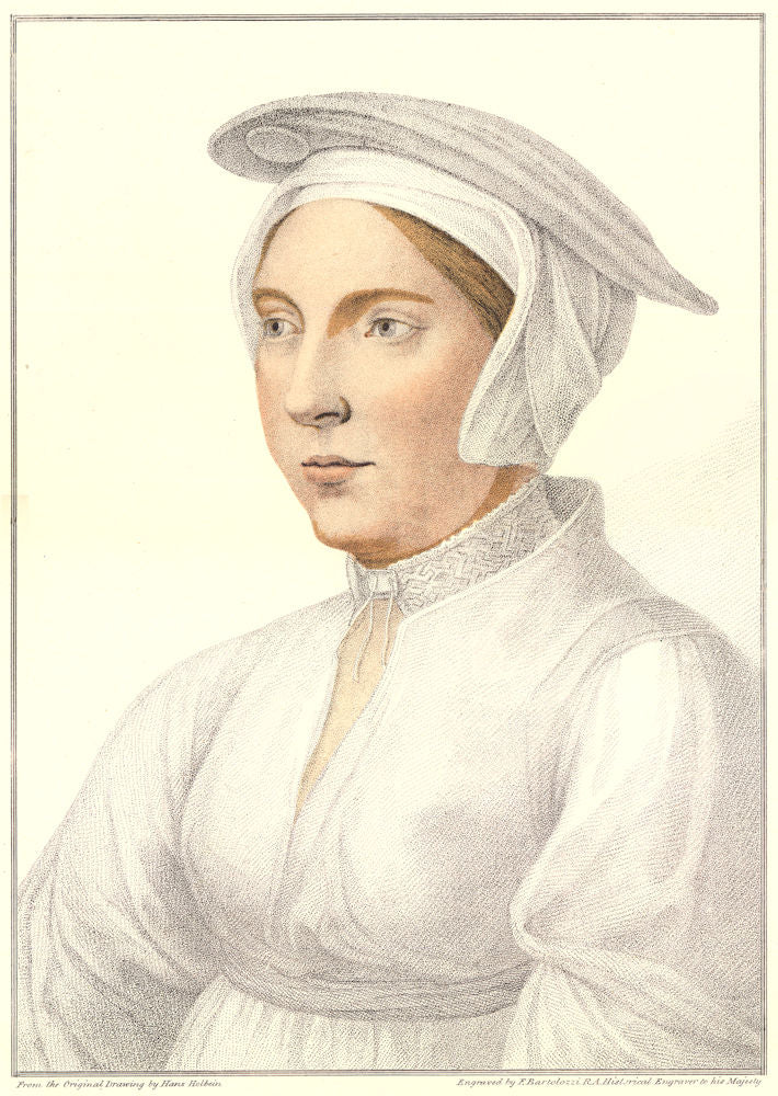 Unknown Lady from court of Henry VIII (2) by Bartolozzi after Hans Holbein 1884